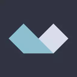 A logo composed of two overlapping quadrilaterals, one light blue and one white, on a dark gray background. The shapes form a minimalist design with clean lines and sharp angles.