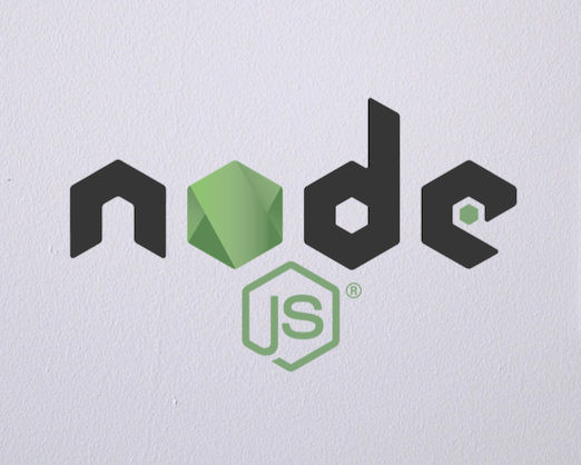 The image shows the Node.js logo on a plain background. The word "node" is written in lowercase black letters, with the "o" replaced by a green hexagon. Below it, there is an icon with "JS" inside another green hexagon.