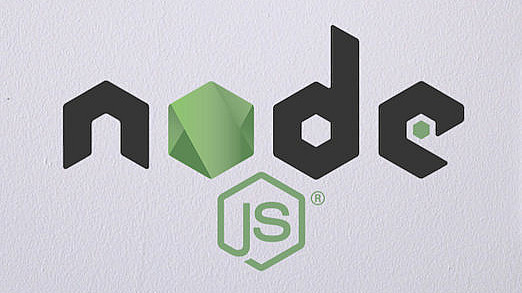 The image shows the Node.js logo on a plain background. The word "node" is written in lowercase black letters, with the "o" replaced by a green hexagon. Below it, there is an icon with "JS" inside another green hexagon.
