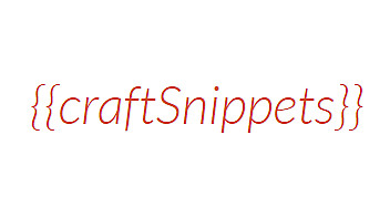 The image displays the text "{{craftSnippets}}" in a rust color, written in a cursive font against a plain white background.